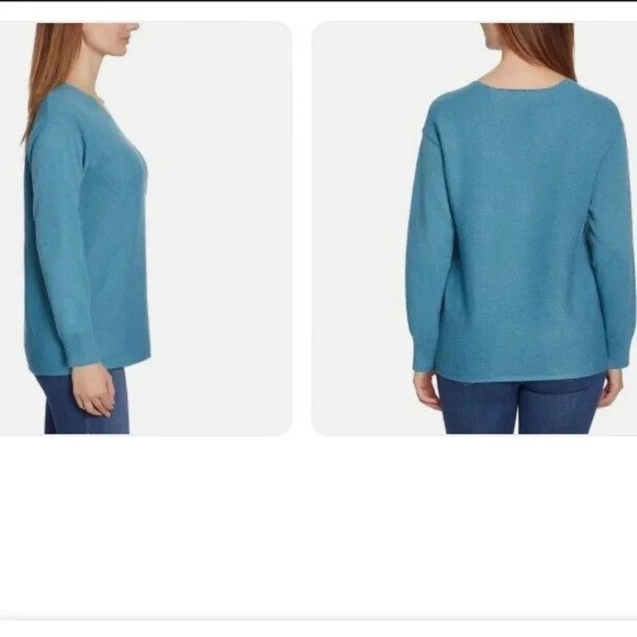 2/$30 Ella Moss Size Small Oversized Ribbed Sweater Teal Soft - Picture 2 of 8